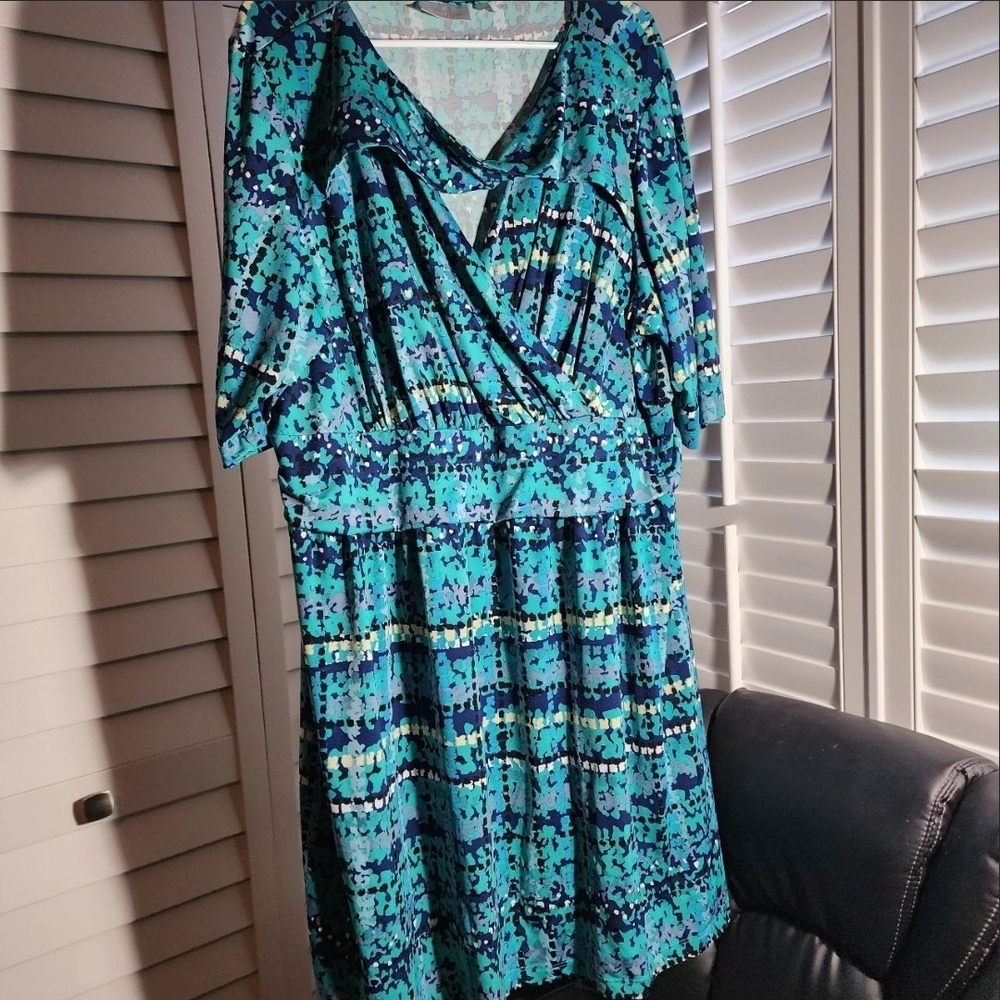 Avenue Teal and Navy Midi Dress